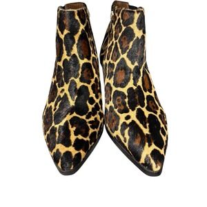Antonio Melani Leopard Pony Hair Ankle Boots 8M Pointed Toe Western Style